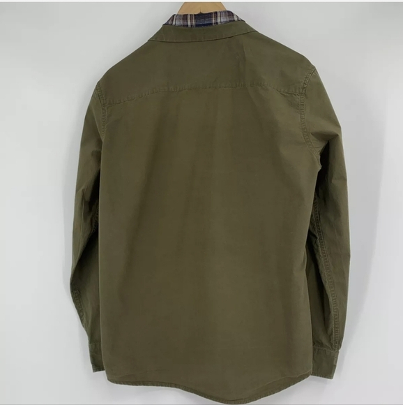 Coofandy Crisp Cotton Shirt Contrast Trim Long sleeves Olive Green size large - Picture 3 of 9